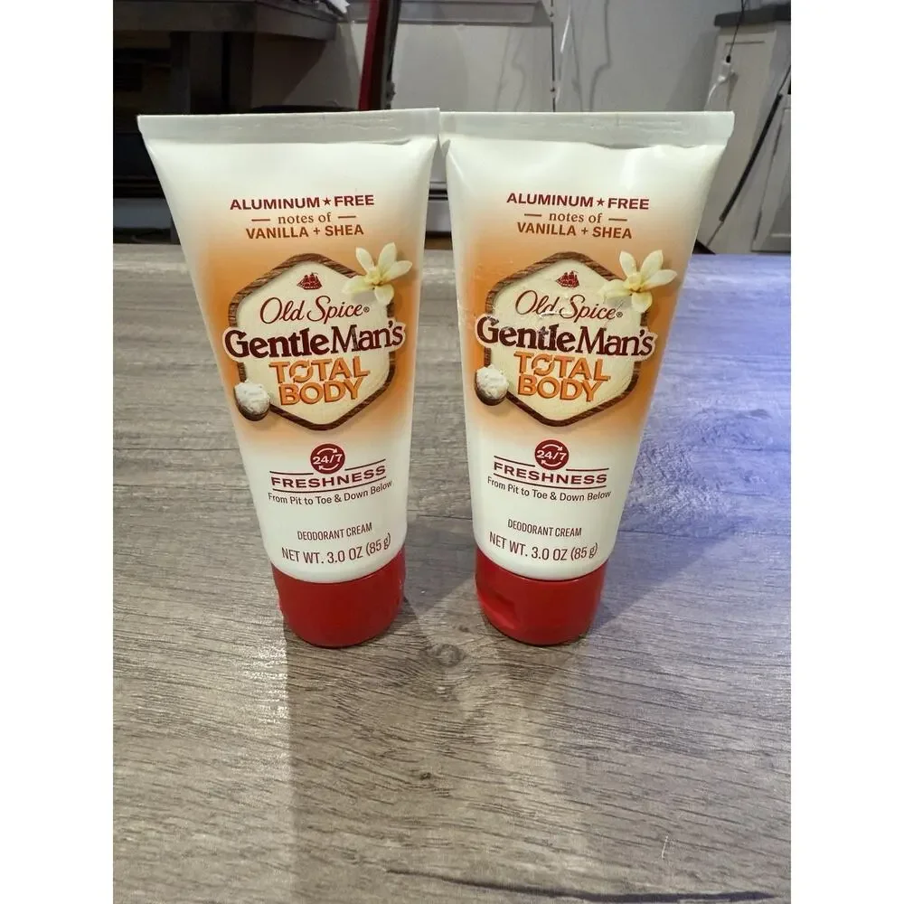 2 Old Spice Total Body Deodorant Cream for Men Aluminum Free Vanilla & Shea 3oz
